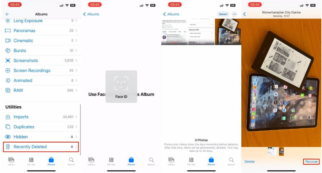 桑日苹果14维修分享 iPhone14 上恢复已删除的照片 